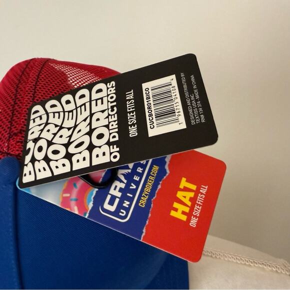 Bored Of Directors Red and Blue Trucker Hat with Graphic Patch OS NWT - Picture 5 of 6